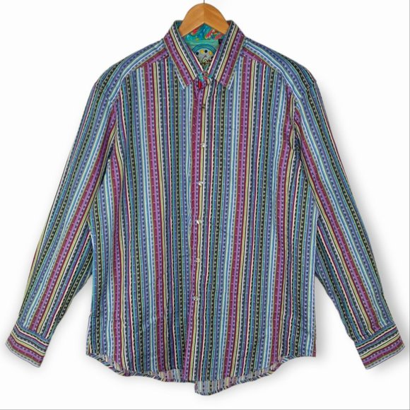 Robert Graham Other - Robert Graham Flip Cuff Button Down Shirt Size XL Long Sleeve Colorful Stripes